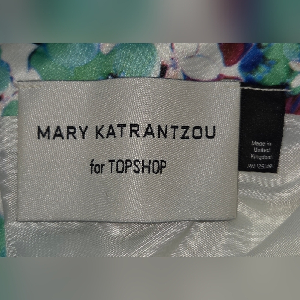 RARE MARY KATRANTZOU X TOPSHOP CARNIVAL PRINT STRAPLESS DRESS. - Picture 4 of 6